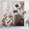 Ambesonne Coffee Shower Curtain, Espresso in Cups on Wooden Table with Beans Hot Drink for Romantic Couples, Cloth Fabric Bathroom Decor Set with Hooks, 69″ W x 70″ L, Cocoa Brown White