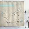 Ambesonne Dragonfly Shower Curtain, Romantic Vintage Sketch in Pastel Grass Birthday Grunge Grass Botany Art, Cloth Fabric Bathroom Decor Set with Hooks, 69″ W x 70″ L, Seafoam and Tan