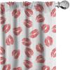 Ambesonne Feminine Curtains, Pattern of Lipstick Kiss Marks Woman Valentines Wedding Theme Illustration, Window Treatments 2 Panel Set for Living Room Bedroom, Pair of – 28″ x 84″, White Red