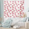 Ambesonne Feminine Tapestry, Pattern of Lipstick Kiss Marks Woman Valentines Wedding Theme Illustration, Fabric Wall Hanging Decor for Bedroom Living Room Dorm, 23″ X 28″, White Red(Brushed Microfiber Fabric)