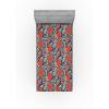 Ambesonne Floral Fitted Sheet, Watercolor Repeating Roses Valentine’s Day Theme Vintage Style Art, Decorative Soft Fabric Bedding All-Round Elastic Pocket, Queen Size, Dark Coral Fawn and Sepia(Vermilion and Navy Blue)