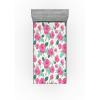 Ambesonne Floral Fitted Sheet, Watercolor Repeating Roses Valentine’s Day Theme Vintage Style Art, Decorative Soft Fabric Bedding All-Round Elastic Pocket, Queen Size, Dark Coral Fawn and Sepia(Pastel Pink Hunter Green)