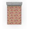 Ambesonne Floral Fitted Sheet, Watercolor Repeating Roses Valentine’s Day Theme Vintage Style Art, Decorative Soft Fabric Bedding All-Round Elastic Pocket, Queen Size, Dark Coral Fawn and Sepia(Pastel Pink Earth Yellow)