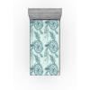 Ambesonne Floral Fitted Sheet, Watercolor Repeating Roses Valentine’s Day Theme Vintage Style Art, Decorative Soft Fabric Bedding All-Round Elastic Pocket, Queen Size, Dark Coral Fawn and Sepia(Pale Teal and Almond Green)