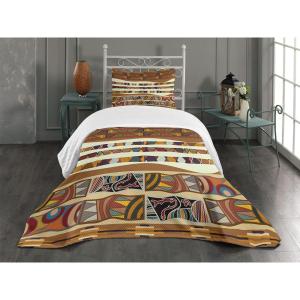 Ambesonne Cartoon Airplane Bedspread Set, Cloudy Atmosphere Sky Scenario Plane Pattern with Cold Tones Art, 3 Piece Decorative Bedding Coverlet and 2 Pillow Shams, Twin Size, Dark Blue White Blue(Dark Khaki Multicolor)