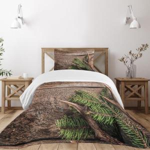 Ambesonne Cartoon Airplane Bedspread Set, Cloudy Atmosphere Sky Scenario Plane Pattern with Cold Tones Art, 3 Piece Decorative Bedding Coverlet and 2 Pillow Shams, Twin Size, Dark Blue White Blue(Fern Green)