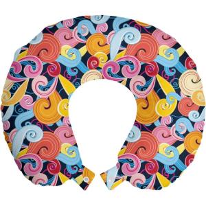 Ambesonne Diamonds Travel Pillow Neck Rest, Romantic Pink Heart Stones on Black Background Valentines Day Theme, Memory Foam Traveling Accessory for Airplane and Car, 12″, Pale Pink Black(Navy Pink)