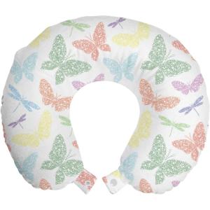 Ambesonne Diamonds Travel Pillow Neck Rest, Romantic Pink Heart Stones on Black Background Valentines Day Theme, Memory Foam Traveling Accessory for Airplane and Car, 12″, Pale Pink Black(Green Blue)