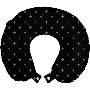 Ambesonne Diamonds Travel Pillow Neck Rest, Romantic Pink Heart Stones on Black Background Valentines Day Theme, Memory Foam Traveling Accessory for Airplane and Car, 12″, Pale Pink Black(Charcoal Grey and Beige)