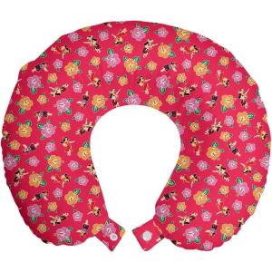 Ambesonne Diamonds Travel Pillow Neck Rest, Romantic Pink Heart Stones on Black Background Valentines Day Theme, Memory Foam Traveling Accessory for Airplane and Car, 12″, Pale Pink Black(Dark Pink and Multicolor)