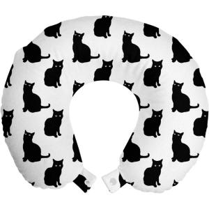 Ambesonne Diamonds Travel Pillow Neck Rest, Romantic Pink Heart Stones on Black Background Valentines Day Theme, Memory Foam Traveling Accessory for Airplane and Car, 12″, Pale Pink Black(Black White)