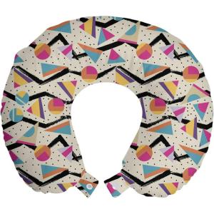 Ambesonne Diamonds Travel Pillow Neck Rest, Romantic Pink Heart Stones on Black Background Valentines Day Theme, Memory Foam Traveling Accessory for Airplane and Car, 12″, Pale Pink Black(Orange Pink)