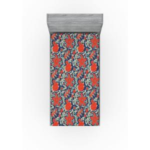 Ambesonne Floral Fitted Sheet, Watercolor Repeating Roses Valentine’s Day Theme Vintage Style Art, Decorative Soft Fabric Bedding All-Round Elastic Pocket, Queen Size, Dark Coral Fawn and Sepia(Vermilion and Navy Blue)