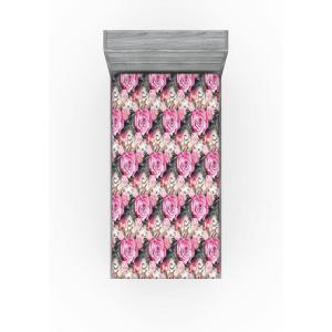 Ambesonne Floral Fitted Sheet, Watercolor Repeating Roses Valentine’s Day Theme Vintage Style Art, Decorative Soft Fabric Bedding All-Round Elastic Pocket, Queen Size, Dark Coral Fawn and Sepia(Pale Fuchsia and Slate Brown)