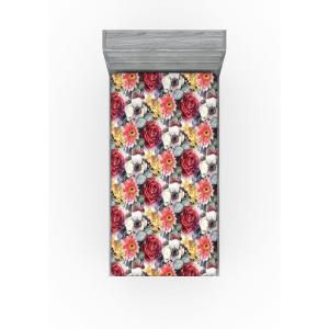 Ambesonne Floral Fitted Sheet, Watercolor Repeating Roses Valentine’s Day Theme Vintage Style Art, Decorative Soft Fabric Bedding All-Round Elastic Pocket, Queen Size, Dark Coral Fawn and Sepia(Dark Coral Sage Green)