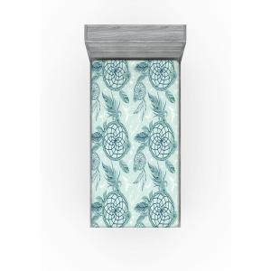 Ambesonne Floral Fitted Sheet, Watercolor Repeating Roses Valentine’s Day Theme Vintage Style Art, Decorative Soft Fabric Bedding All-Round Elastic Pocket, Queen Size, Dark Coral Fawn and Sepia(Pale Teal and Almond Green)