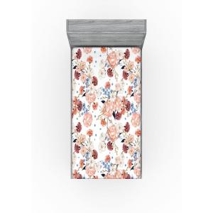 Ambesonne Floral Fitted Sheet, Watercolor Repeating Roses Valentine’s Day Theme Vintage Style Art, Decorative Soft Fabric Bedding All-Round Elastic Pocket, Queen Size, Dark Coral Fawn and Sepia(Lavender Blue and Pale Salmon)