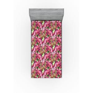 Ambesonne Floral Fitted Sheet, Watercolor Repeating Roses Valentine’s Day Theme Vintage Style Art, Decorative Soft Fabric Bedding All-Round Elastic Pocket, Queen Size, Dark Coral Fawn and Sepia(Pale Fuchsia and Sage Green)