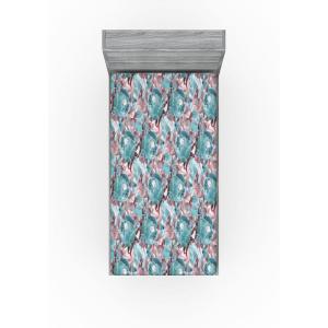 Ambesonne Floral Fitted Sheet, Watercolor Repeating Roses Valentine’s Day Theme Vintage Style Art, Decorative Soft Fabric Bedding All-Round Elastic Pocket, Queen Size, Dark Coral Fawn and Sepia(Pale Teal and Sky Blue)