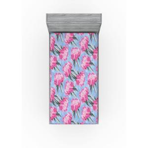 Ambesonne Floral Fitted Sheet, Watercolor Repeating Roses Valentine’s Day Theme Vintage Style Art, Decorative Soft Fabric Bedding All-Round Elastic Pocket, Queen Size, Dark Coral Fawn and Sepia(Pale Fuchsia and Sea Green)