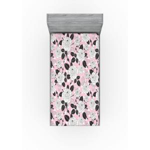Ambesonne Floral Fitted Sheet, Watercolor Repeating Roses Valentine’s Day Theme Vintage Style Art, Decorative Soft Fabric Bedding All-Round Elastic Pocket, Queen Size, Dark Coral Fawn and Sepia(Charcoal Grey Rose White)