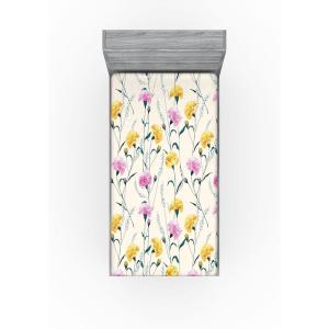 Ambesonne Floral Fitted Sheet, Watercolor Repeating Roses Valentine’s Day Theme Vintage Style Art, Decorative Soft Fabric Bedding All-Round Elastic Pocket, Queen Size, Dark Coral Fawn and Sepia(Dark Yellow and Soft Pink)