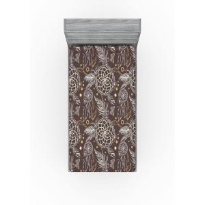 Ambesonne Floral Fitted Sheet, Watercolor Repeating Roses Valentine’s Day Theme Vintage Style Art, Decorative Soft Fabric Bedding All-Round Elastic Pocket, Queen Size, Dark Coral Fawn and Sepia(Dark Taupe and Sand Brown)