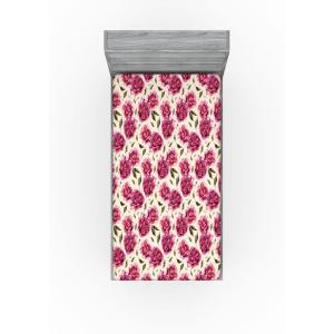 Ambesonne Floral Fitted Sheet, Watercolor Repeating Roses Valentine’s Day Theme Vintage Style Art, Decorative Soft Fabric Bedding All-Round Elastic Pocket, Queen Size, Dark Coral Fawn and Sepia(Dark Coral Fawn and Sepia)