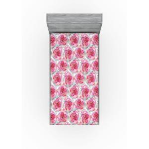 Ambesonne Floral Fitted Sheet, Watercolor Repeating Roses Valentine’s Day Theme Vintage Style Art, Decorative Soft Fabric Bedding All-Round Elastic Pocket, Queen Size, Dark Coral Fawn and Sepia(Pale Fuchsia and Seafoam)