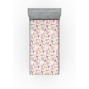 Ambesonne Floral Fitted Sheet, Watercolor Repeating Roses Valentine’s Day Theme Vintage Style Art, Decorative Soft Fabric Bedding All-Round Elastic Pocket, Queen Size, Dark Coral Fawn and Sepia(Dark Magenta and Pale Khaki)