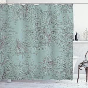 Ambesonne Floral Shower Curtain, Hand Drawing Style Aster Flowers in Retro Colors Romantic Nature, Cloth Fabric Bathroom Decor Set with Hooks, 69″ W x 70″ L, Green Maroon