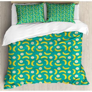 Ambesonne Heart Duvet Cover Sets, Repetitive Romantic Plaid Motif Hearts Valentines, Bedding Set with 2 Duvet Covers & 4 Pillowcases, 2 Pack King Size, Champagne Multicolor(Seafoam Mustard)