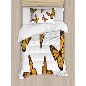 Ambesonne Heart Duvet Cover Sets, Repetitive Romantic Plaid Motif Hearts Valentines, Bedding Set with 2 Duvet Covers & 4 Pillowcases, 2 Pack King Size, Champagne Multicolor(Earth Yellow Orange)