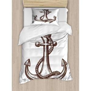 Ambesonne Heart Duvet Cover Sets, Repetitive Romantic Plaid Motif Hearts Valentines, Bedding Set with 2 Duvet Covers & 4 Pillowcases, 2 Pack King Size, Champagne Multicolor(Chocolate and White)