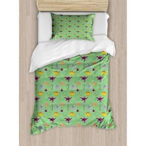 Ambesonne Heart Duvet Cover Sets, Repetitive Romantic Plaid Motif Hearts Valentines, Bedding Set with 2 Duvet Covers & 4 Pillowcases, 2 Pack King Size, Champagne Multicolor(Sea Green Multicolor)
