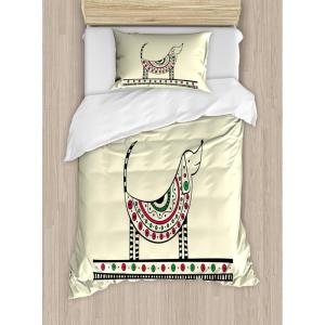 Ambesonne I Love You More Duvet Cover Sets, Pink Rats with Tangled Tails Forming a Heart Valentines, Bedding Set with 2 Duvet Covers & 4 Pillowcases, 2 Pack Queen Size, Pale Pink Cocoa Yellow(Beige Red Fern Green)