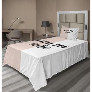 Ambesonne I Love You More Sheet Set, Pink Rats with Tangled Tails Forming a Heart Valentines, Fitted and Flat Sheet with Pillowcases Bedding Accent 4 Piece Set, Full, Pale Pink Cocoa Yellow(Coral White Black)