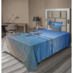 Ambesonne I Love You More Sheet Set, Pink Rats with Tangled Tails Forming a Heart Valentines, Fitted and Flat Sheet with Pillowcases Bedding Accent 4 Piece Set, Full, Pale Pink Cocoa Yellow(Forest Green Azure Blue)