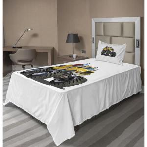Ambesonne I Love You More Sheet Set, Pink Rats with Tangled Tails Forming a Heart Valentines, Fitted and Flat Sheet with Pillowcases Bedding Accent 4 Piece Set, Full, Pale Pink Cocoa Yellow(Burgundy Yellow Black)