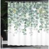 Ambesonne Eucalyptus Shower Curtain, Weeping Leafy Branches Design with Modern Watercolor Painting, Cloth Fabric Bathroom Decor Set with Hooks, 69″ W x 70″ L, Blue Grey and Peacock Green