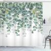 Ambesonne Eucalyptus Shower Curtain, Weeping Leafy Branches Design with Modern Watercolor Painting, Cloth Fabric Bathroom Decor Set with Hooks, 69″ W x 70″ L, Blue Grey and Peacock Green
