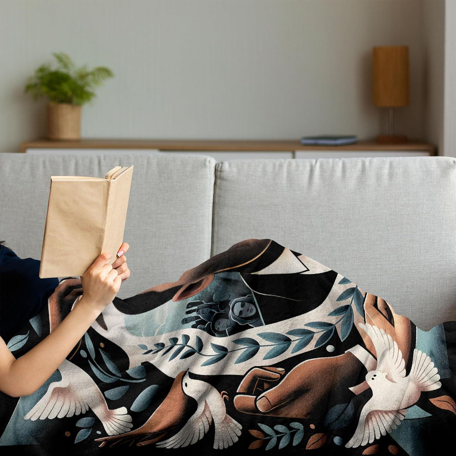imageAmbesonne Cooking Themed Throw Blanket Pattern with Bakery Food Kitchen Concept Recipe Ingredients Chef Print Flannel Fleece Accent Piece Soft Couch Cover for Adults 50 x 70 Cream and OrangeBlue Grey and Pale Caramel