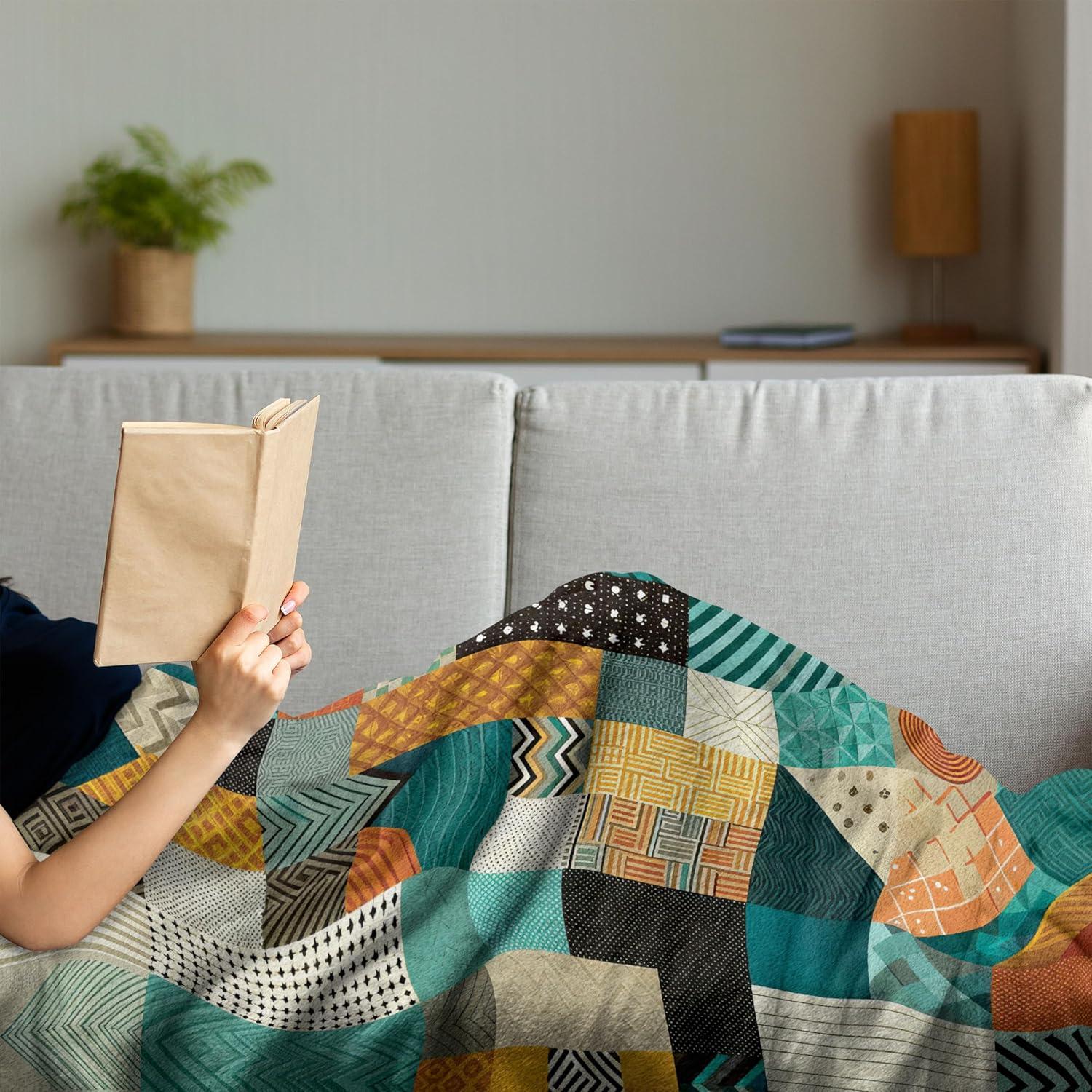 imageAmbesonne Cooking Themed Throw Blanket Pattern with Bakery Food Kitchen Concept Recipe Ingredients Chef Print Flannel Fleece Accent Piece Soft Couch Cover for Adults 50 x 70 Cream and OrangeTeal Orange Multicolor