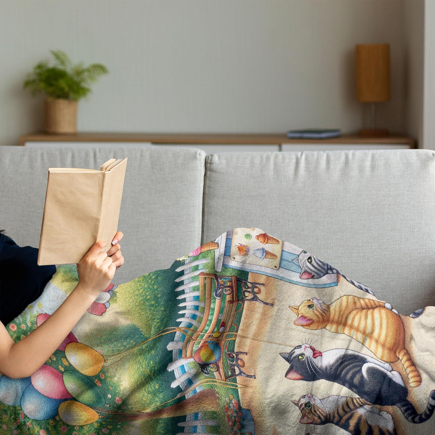 imageAmbesonne Cooking Themed Throw Blanket Pattern with Bakery Food Kitchen Concept Recipe Ingredients Chef Print Flannel Fleece Accent Piece Soft Couch Cover for Adults 50 x 70 Cream and OrangeMulticolor Orange Green