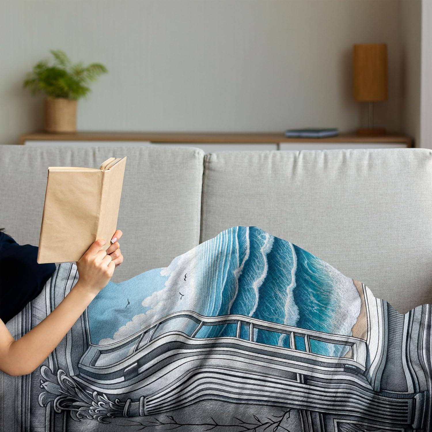 imageAmbesonne Cooking Themed Throw Blanket Pattern with Bakery Food Kitchen Concept Recipe Ingredients Chef Print Flannel Fleece Accent Piece Soft Couch Cover for Adults 50 x 70 Cream and OrangeSea Blue Coconut and Camel