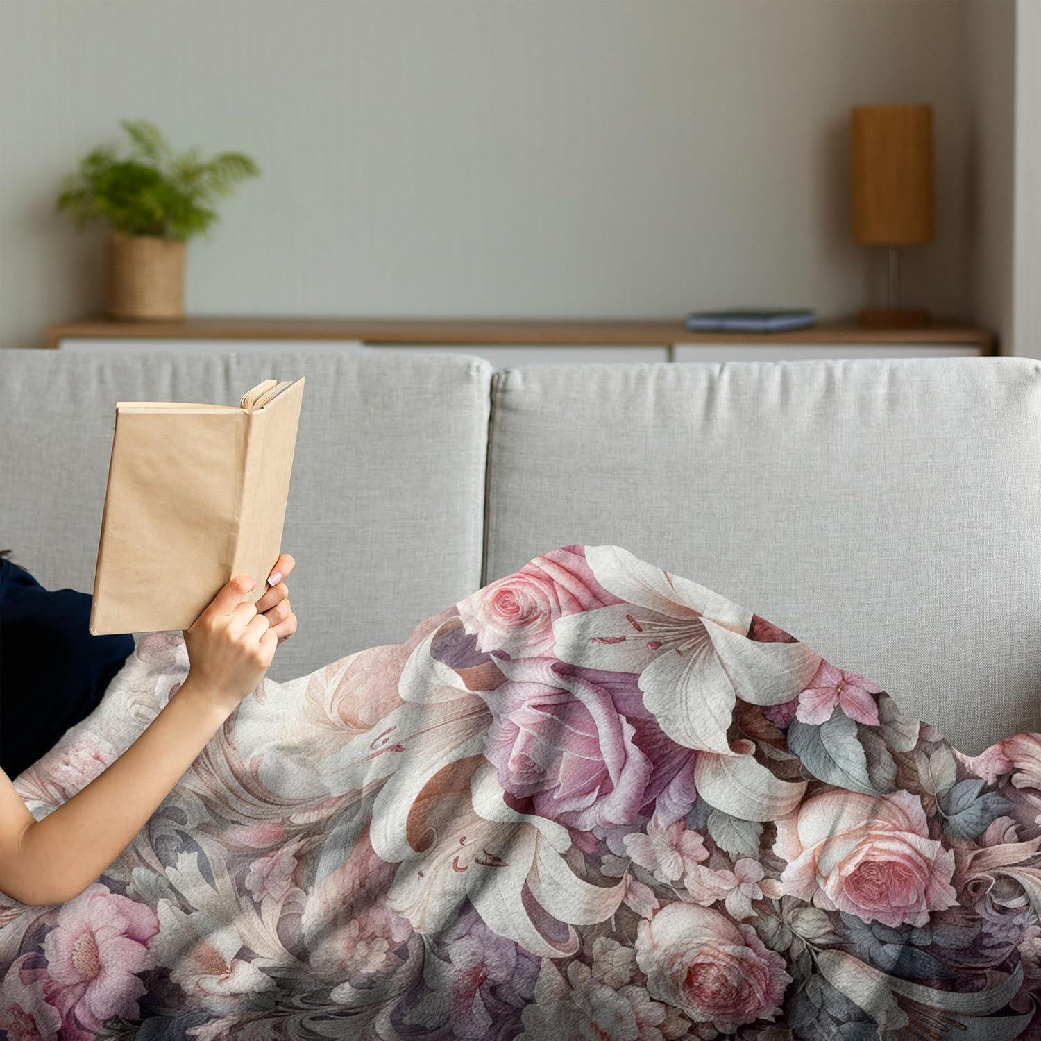 imageAmbesonne Cooking Themed Throw Blanket Pattern with Bakery Food Kitchen Concept Recipe Ingredients Chef Print Flannel Fleece Accent Piece Soft Couch Cover for Adults 50 x 70 Cream and OrangePale Pink Peach and Lilac