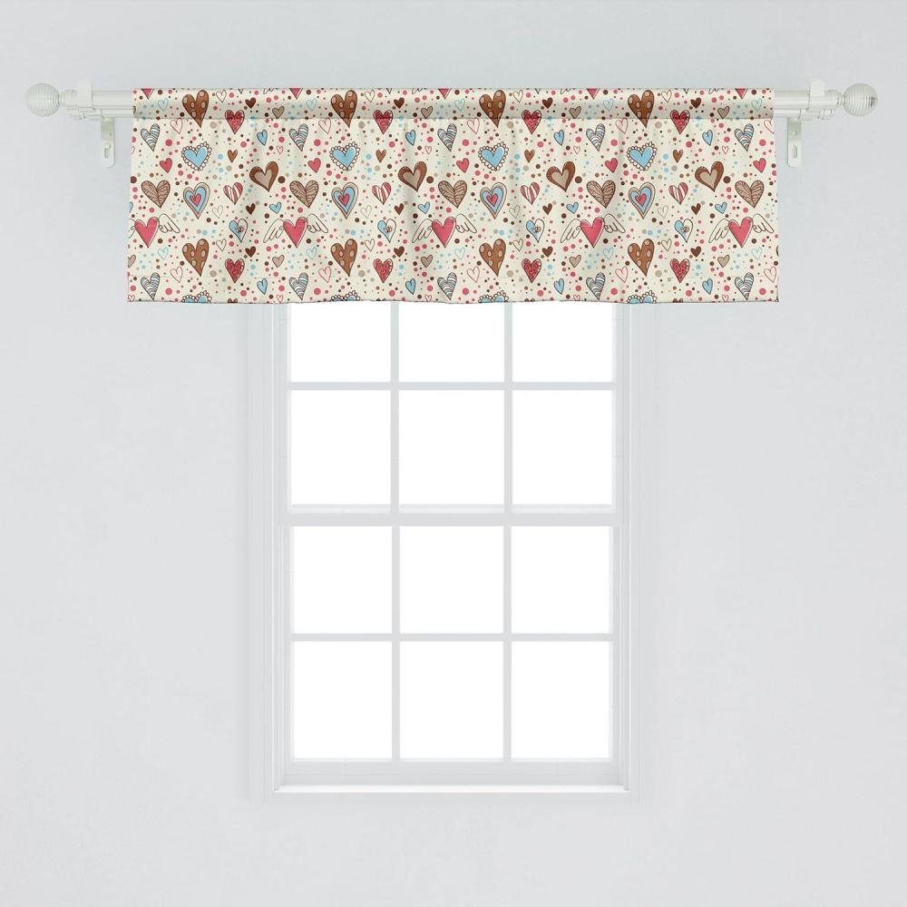 imageAmbesonne Valentines Window Valance Pack of 2 Hand Drawn Dotted Background with Valentines Day Themed Colorful Heart Shapes Rod Pocket Curtain Valances for Kitchen Bedroom 54 X 18 Brown Beige