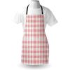 Ambesonne Checkered Apron, Picnic in Countryside Themed Gingham Pattern in Soft Colored Print, Unisex Kitchen Bib with Adjustable Neck for Cooking Gardening, Adult Size, Peach White