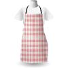Ambesonne Checkered Apron, Picnic in Countryside Themed Gingham Pattern in Soft Colored Print, Unisex Kitchen Bib with Adjustable Neck for Cooking Gardening, Adult Size, Peach White