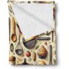 Ambesonne Cooking Themed Throw Blanket, Pattern with Bakery Food Kitchen Concept Recipe Ingredients Chef Print, Flannel Fleece Accent Piece Soft Couch Cover for Adults, 50″ x 70″, Cream and Orange(Cream and Orange)